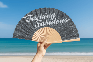 F*cking Fabulous Silver Glitter fan - 23cm