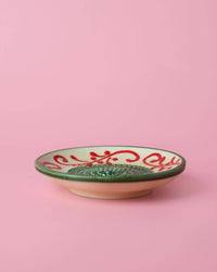 Small Ceramic Garlic Grater Plate - Green Alhambra