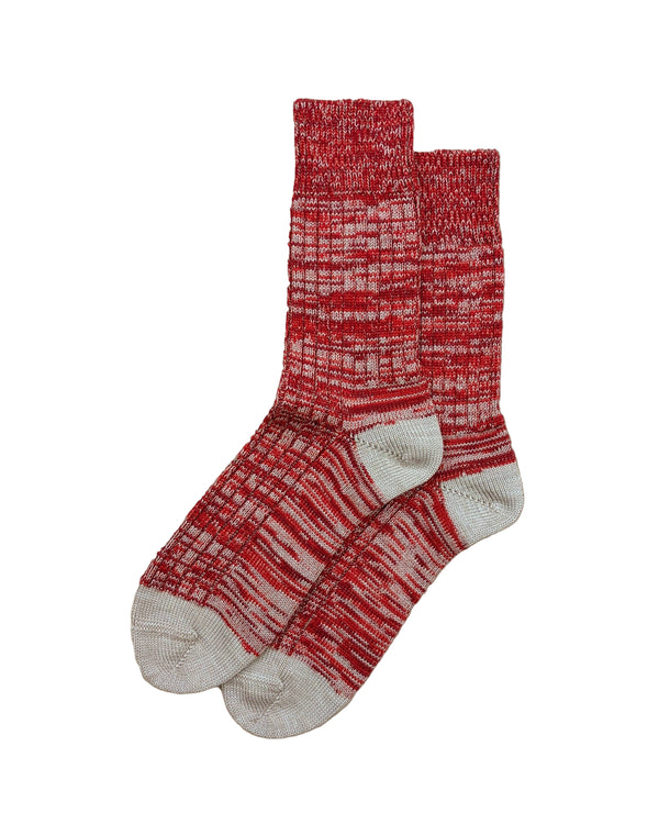 Chunky Wool Boot Socks - Marbled Red: UK 8-11