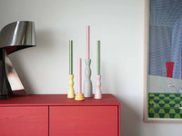 Stripe Dinner Candles : Moss Green / White