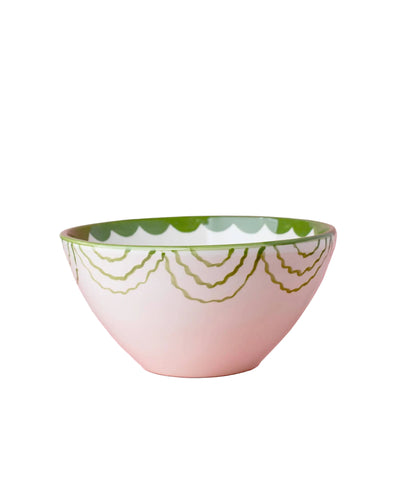 Artisanal Ceramic Serving Bowl – Green & White - Roots
