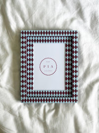 Burgundy & Blue Harlequin Frame: 8x6in (6x4in)