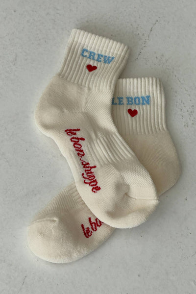 Embroidered Crew Socks - Vanilla
