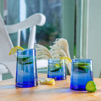 Nicola Spring - Merzouga Recycled Tumbler Glass - 200ml - Blue