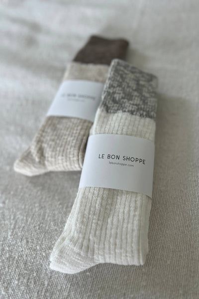 Color Block Cottage Socks: Oatmeal/Flax