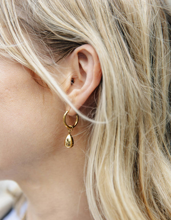 Drop Hoop Earrings - Gold