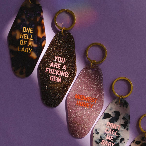 You Are a Fucking Gem Glitter Motel Keychain