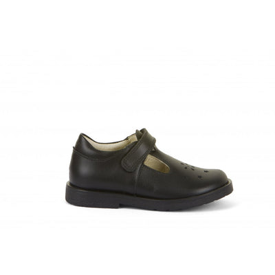Evia T-Bar School Shoe - Black Matte Leather