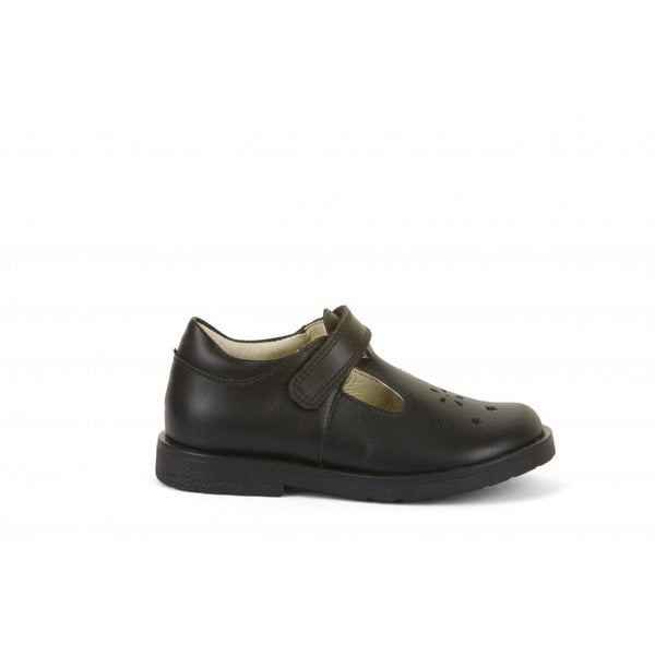 Evia T-Bar School Shoe - Black Matte Leather