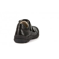 Leo Double Strap School Shoe - Black Matte Leather