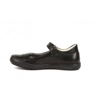 Mia Ballerina School Shoe - Black Matte Leather