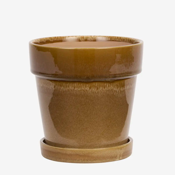 Madam Stoltz - Flowerpot with Saucer 18 x 17 cm (Mustard)