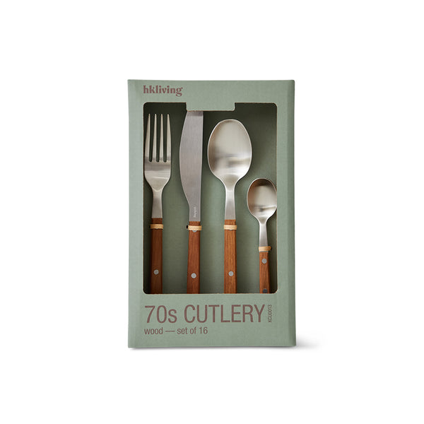 70's Cutlery - Wood - Set of 16