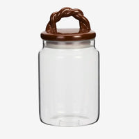 Madam Stoltz - Glass Jar with Ceramic Lid 2000 ml (Brown)