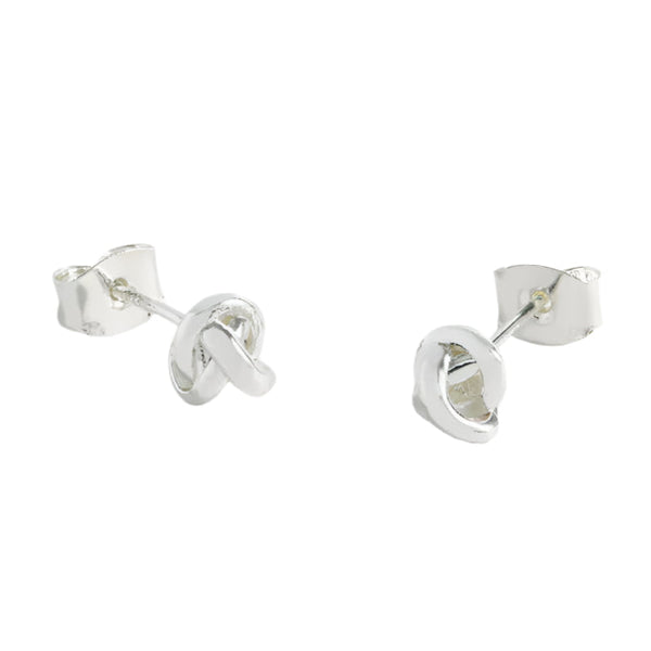 Knot Stud Earrings - Silver Plated
