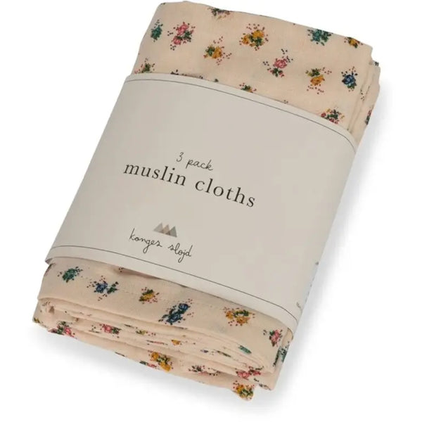 Konges Sløjd – Muslin Cloths 3 Pack - Bloomie Blush