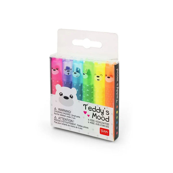 Teddy's Mood Mini Neon Highlighters - Set of 6