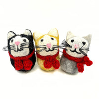 Mini Cat with Scarf Christmas Decoration - Black, Ginger or Grey