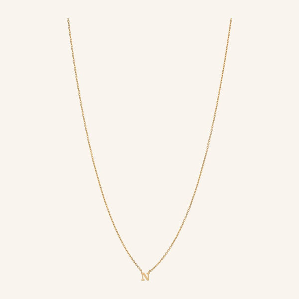 Note Necklace - Letter N - Gold