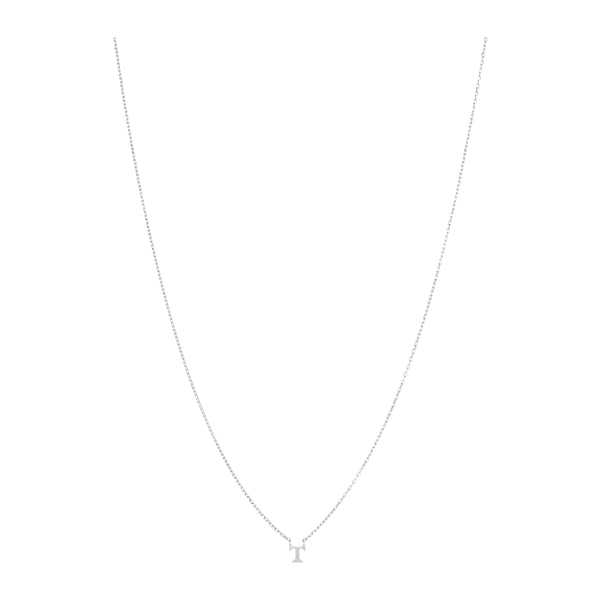 Note Necklace - Letter T - Silver