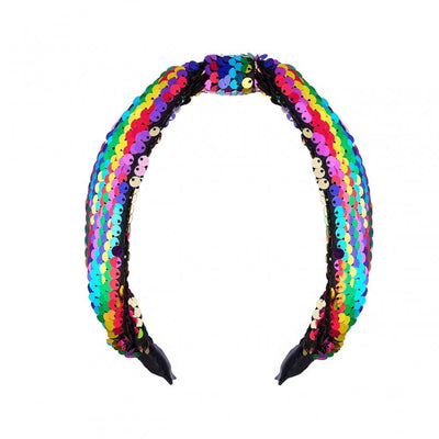Rainbow Sequin Knotted Headband