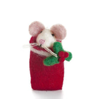 Swaddled Mouse with Mistletoe or Holly Christmas Decoration