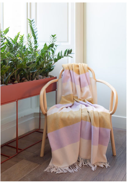 Lambswool Blanket in Lilac Candy Stripe