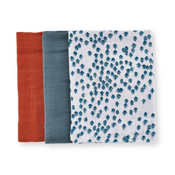 Organic Cotton Muslin Squares - Set of 3 - Nordic Forest