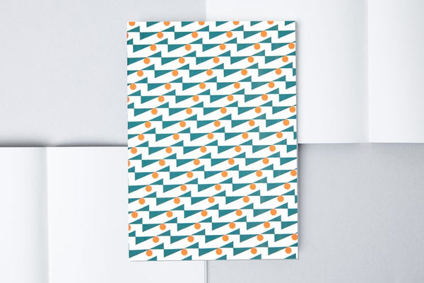 Limited Edition - A5 Layflat Notebook Ruled Pages - Enid print Turquoise/Red