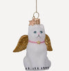 Christmas Ornament Glass White cat with gold wings
