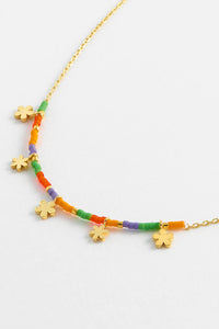 Ditsy Flower Miyuki Necklace - Gold Plated