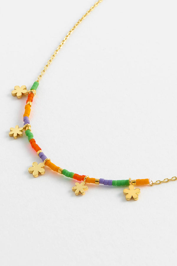 Ditsy Flower Miyuki Necklace - Gold Plated