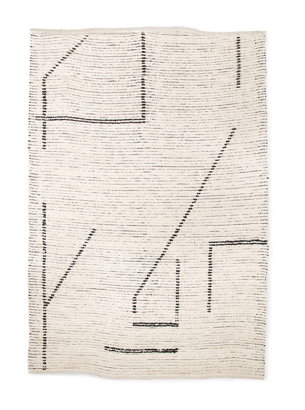 Hand Woven Cotton Rug - Cream/Charcoal