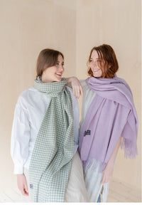TBCo - Lambswool Oversized Scarf in Sage Gingham