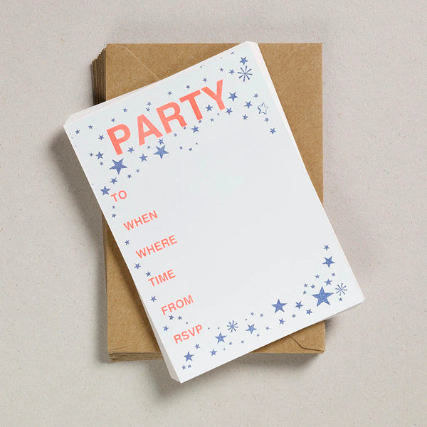 Petra Boase - 12 Cards & Envelopes Party - Blue Invites