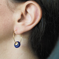 Brass + Bold - Abacus deep blue+gold hoops