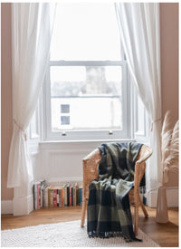 Recycled Wool Blanket in Black & Olive Buffalo Check