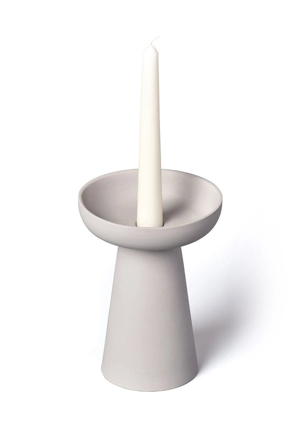 Porcini Grey Candle Holder in Matte Clay - Large