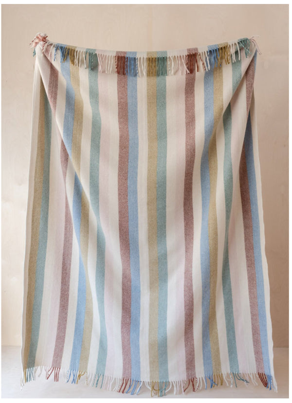 Recycled Wool Blanket in Rainbow Stripe