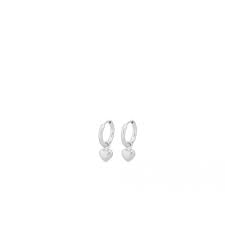 Heart Huggies Earrings - Silver