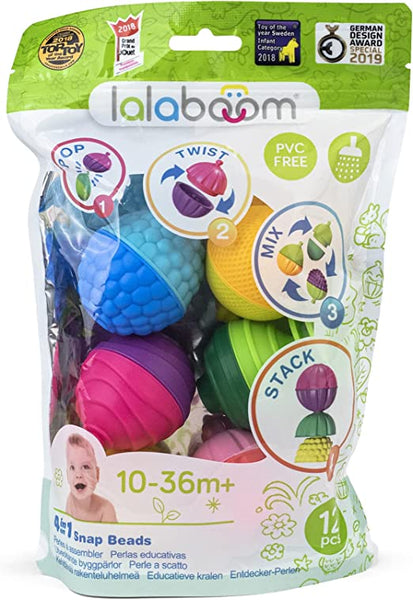 Lalaboom Educational Beads 12Pk - Suitable 10-38 Months