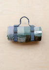 TBCo - Recycled Wool Picnic Blanket - Sage Gradient Gingham - Navy Recycled Handle