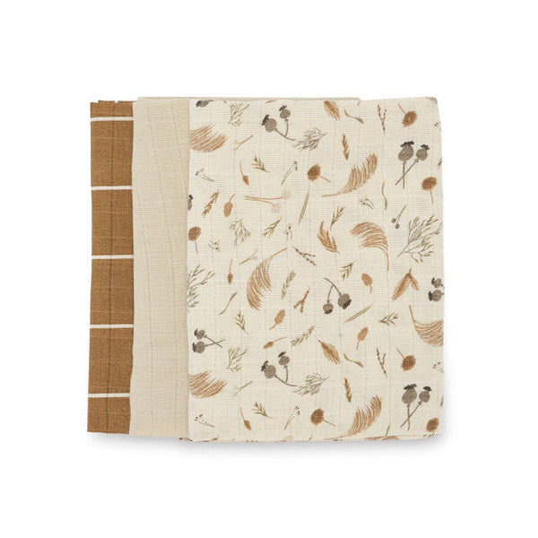 Organic Cotton Muslin Squares - Set of 3 - Grasslands