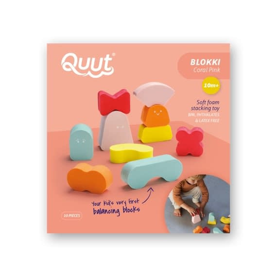 Quut Blokki Balancing Shapes - Coral Pink