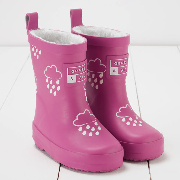 Grass & Air - Colour Changing Fleece-Lined  Wellies - Orchid Pink