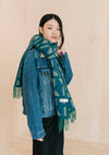 TBCo - Lambswool Oversized Scarf in Houndstooth Jacquard