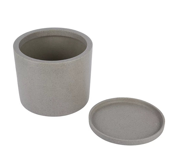 Plant Pot With Saucer - Grey - M