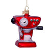 Christmas Ornament Glass Red Coffee Machine H9cm