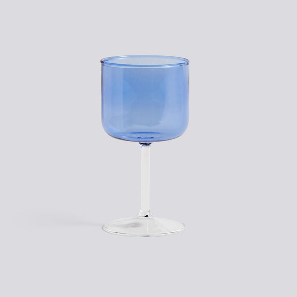 TINT WINE GLASS SET OF 2 0.25 LITRES BLUE AND CLEAR