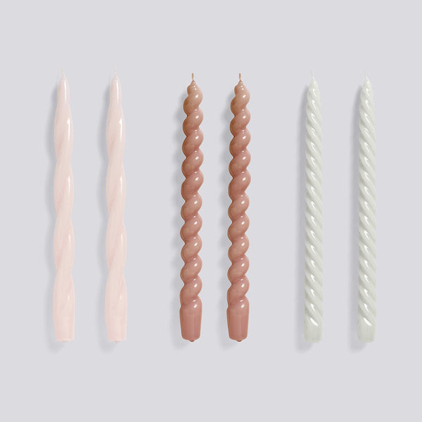 Long Mix Candle - 6 pack - Light Rose/Mauve/Light Grey